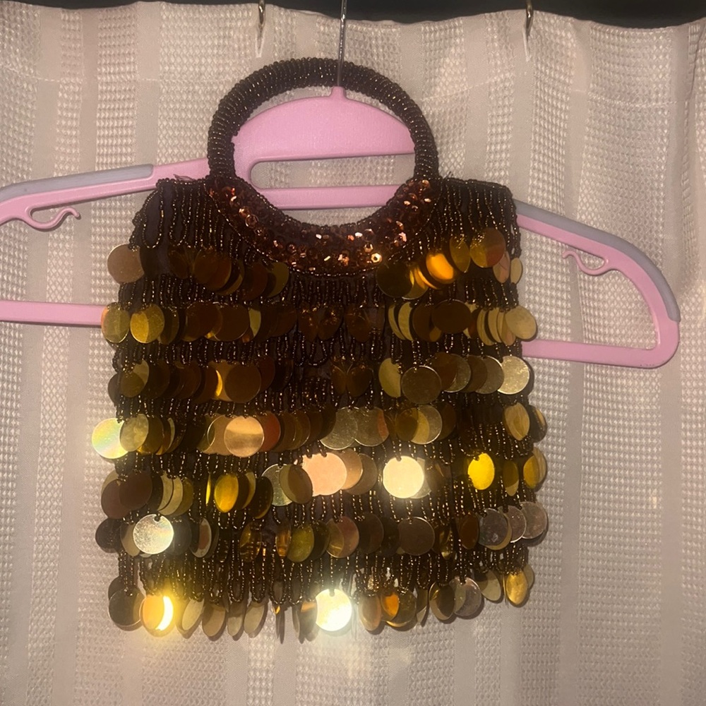 Brown sparkley hand bag